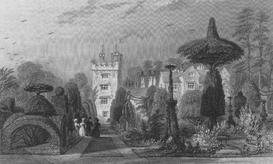 Levens Hall's Elizabethan topiary in 1833