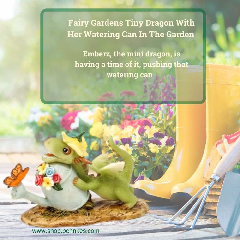 Fairy Garden with Tiny Dragon and watering can