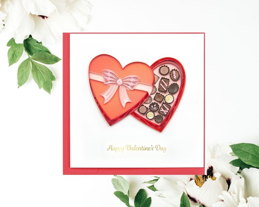 Quilled Box Of Chocolates Greeting Card