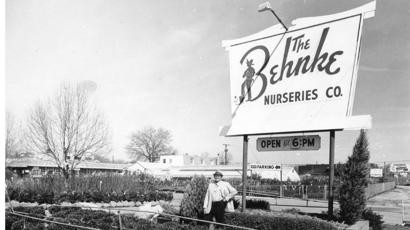 Behnke Nursery Sign with Albert Behnke