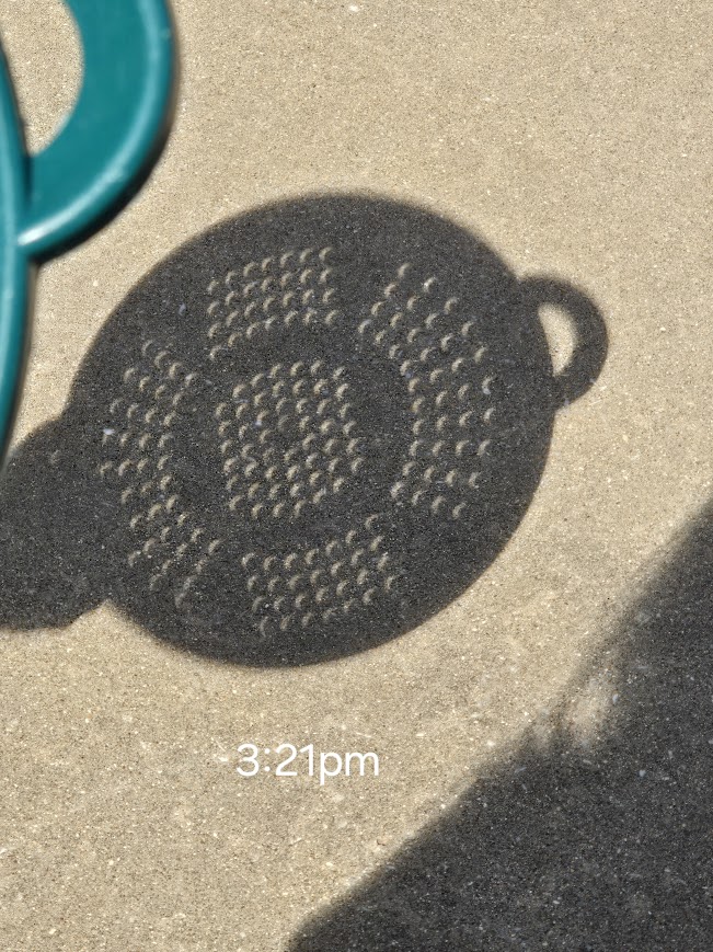 viewing the April 8, 2024 Solar Eclipes with colander